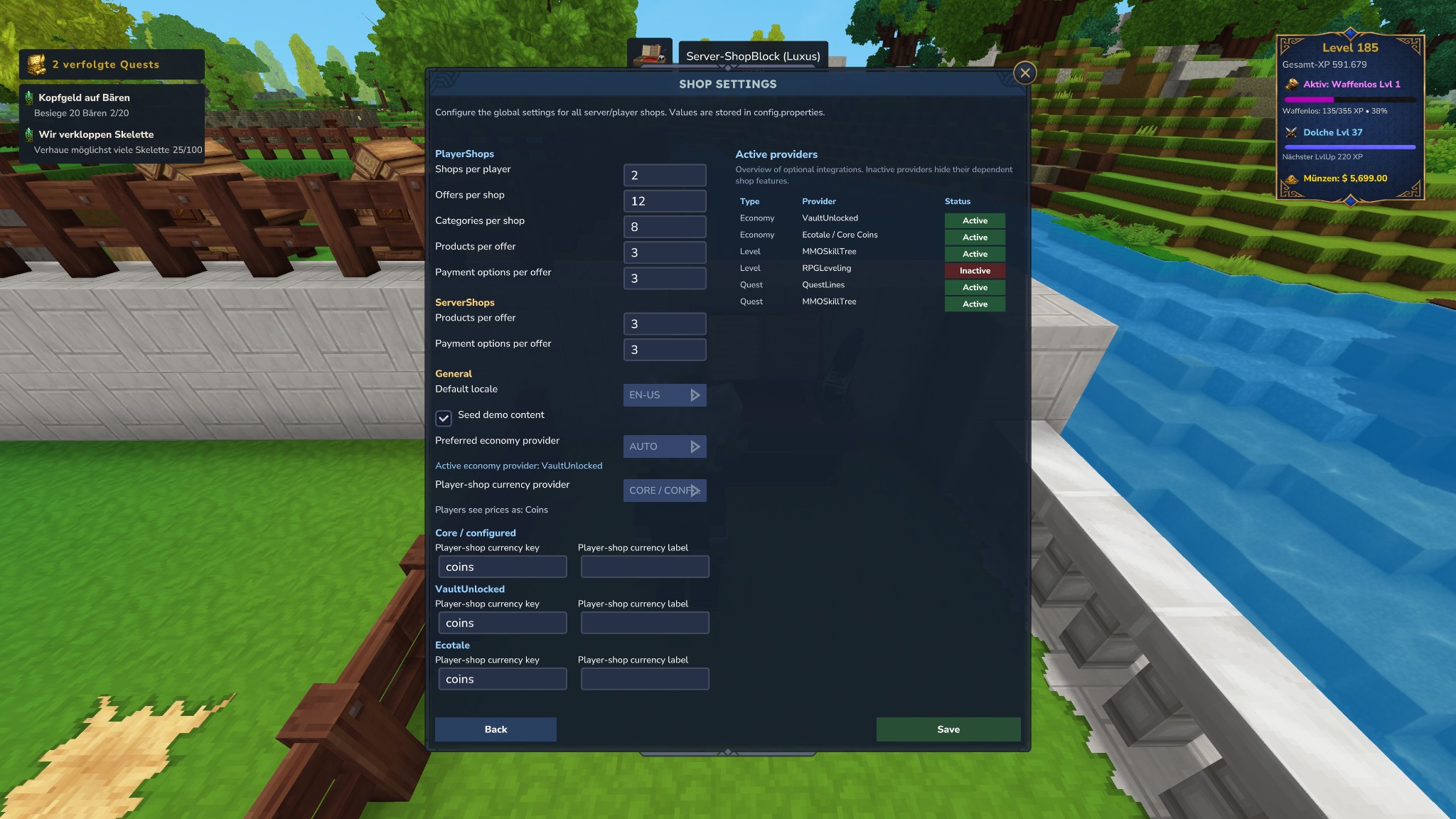 Admin global settings
